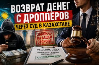 Возврат денег с дропперов через суд в Казахстане 2026 - инфографика с шагами процесса