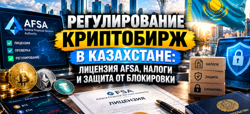 Регулирование криптобирж в Казахстане — лицензия AFSA, налоги и защита от блокировки